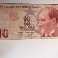 Billetes extranjeros: BILLETE. TURQUIA. TURKIYE CUMHURIYET MERKEZ BANKASI. 10 TURK LIRASI. DIEZ LIRA. 2009. USADO. Lote 329426008