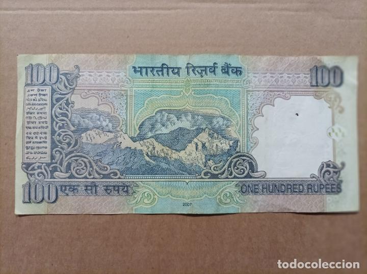 Billetes extranjeros: Billete de India de 100 rupias de Ghandi - Foto 2