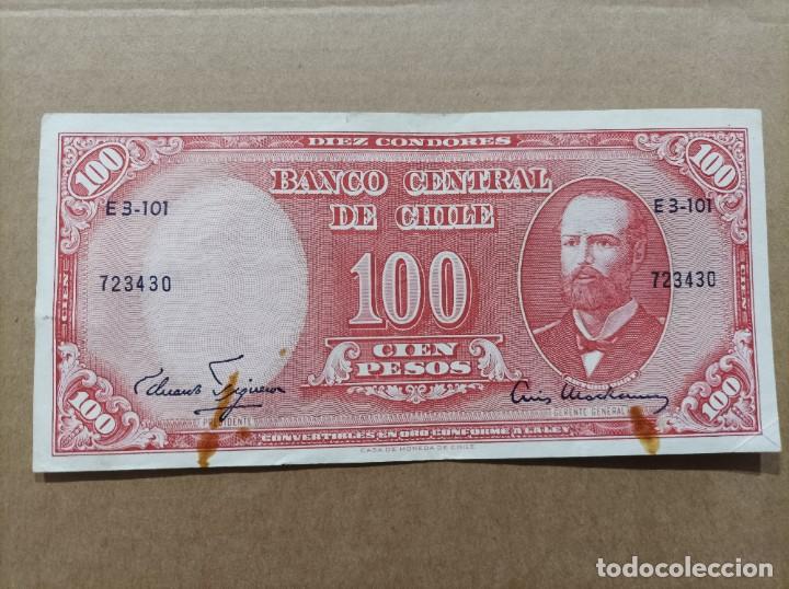 Billetes extranjeros: Billete de Chile de 100 pesos - Foto 1
