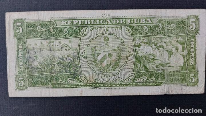 Billetes extranjeros: BILLETE CUBA 1960 5 PESOS - Foto 2