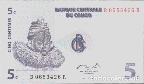 Billetes extranjeros: congo billete de 5 centims del ano 1997 sin circular - Foto 1