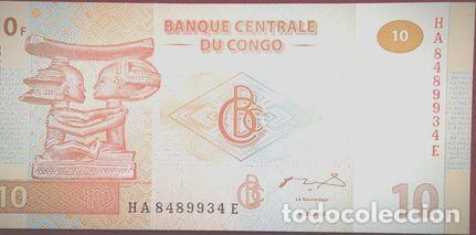 Billetes extranjeros: billete 10 francos congo 2003 sin circular pick 93 unc - Foto 1
