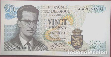 Billets internationaux: billete 20 francos belgica 1964 sin circular pick 138 unc