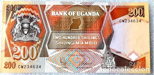 Billetes extranjeros: billete de uganda sin circular de 200 shilling - Foto 1