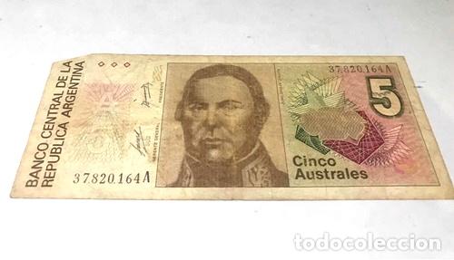 Billetes extranjeros: billete de cinco australes argentina serie a - Foto 1