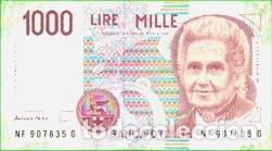 Billets internationaux: billete italia 1000 liras pick 114c 1990 estado muy b