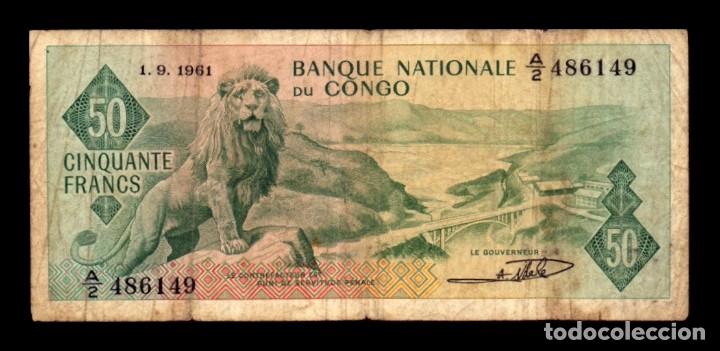 Billetes extranjeros: Congo 50 Francs 1961 Pick 5a First Date BC- G - Foto 1