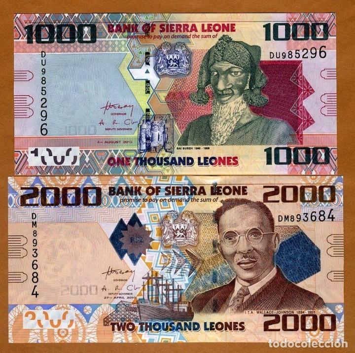 Billets internationaux: SIERRA LEONE SET 2 PCS 1000 2000 LEONES 2010 2013 Picks 30 31 SC / UNC