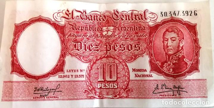 Billetes extranjeros: Billetes Argentina 10 pesos - Foto 1