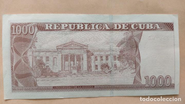 Billetes extranjeros: Cuba-1000 pesos. - Foto 2