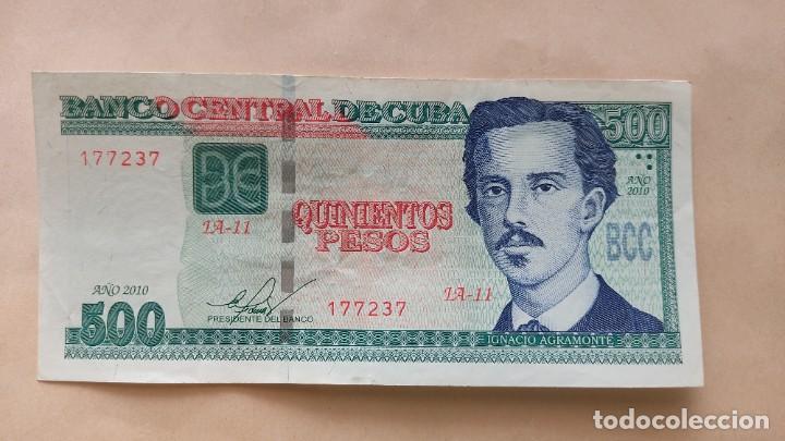 Billetes extranjeros: Cuba-500 pesos. - Foto 1