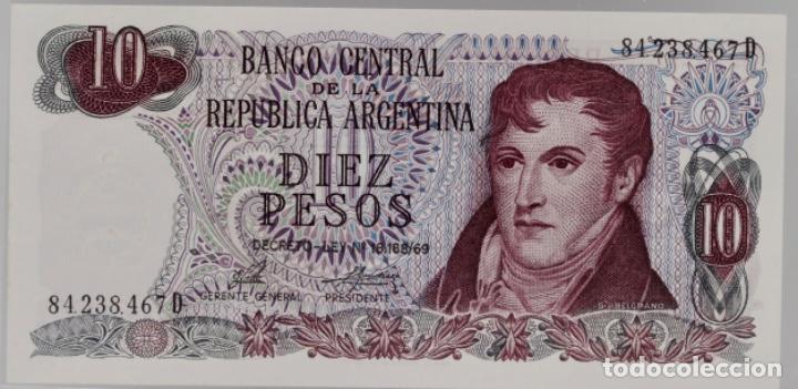 Billets internationaux: ARGENTINA, 10 PESOS, DECRET&Oacute; LEY N 18.188/69