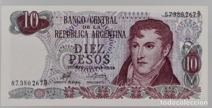 Billetes extranjeros: ARGENTINA, 10 PESOS, DECRET&Oacute; LEY N 18.188/69