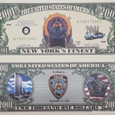 Billetes extranjeros: USA ESTADOS UNIDOS BILLETE FANTASIA SIN CIRCULAR POLICIA NEW YORK 11 SEPTIEMBRE 2001. Lote 360362005