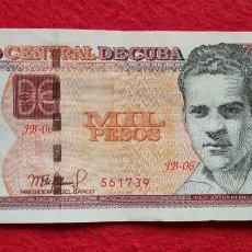 Billetes extranjeros: 1 BILLETE CUBA 1000 PESOS 2021 MBC+ ORIGINAL T739 KU 2. Lote 334955638