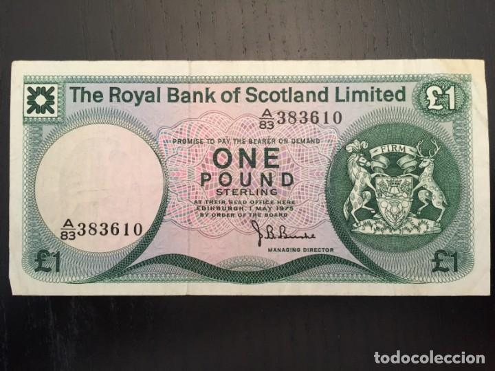 Billetes extranjeros: BILLETE 1POUND. ESCOCIA 1975 - Foto 1