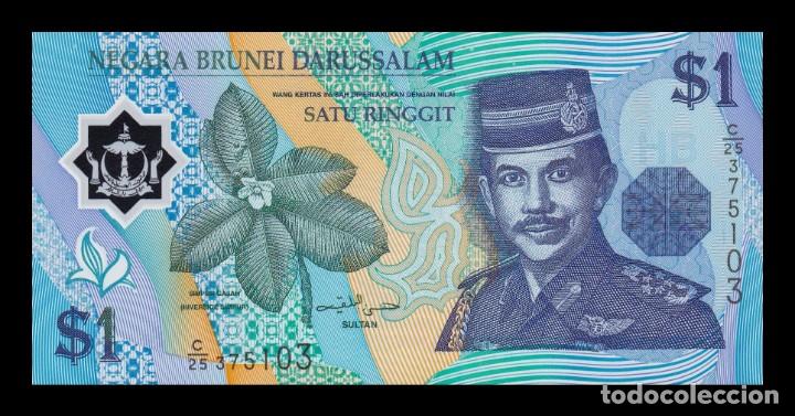 Billetes extranjeros: Brunei 1 Ringgit 1996 Pick 22a Pol&iacute;mero Sc Unc - Foto 1