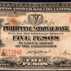 Billetes extranjeros: FILIPINAS - 5 PESOS 1937