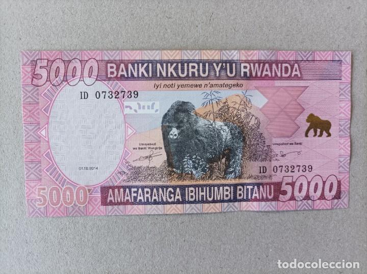 Billetes extranjeros: Billete de Rwanda de 5000 rwanda, a&ntilde;o 2014, UNC - Foto 1