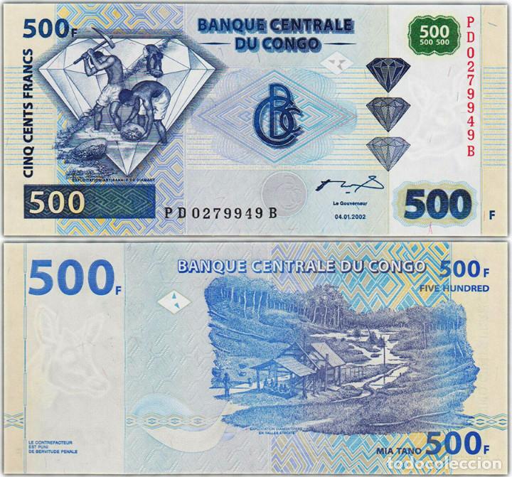 Billetes extranjeros: BILLETE CONGO - 500 FRANCOS - 2002 - PLANCHA - PICK 96a - Foto 1