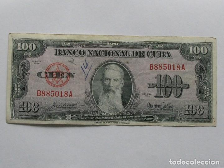 Billetes extranjeros: CUBA , 100 PESOS DE 1954 , CIRCULADO - Foto 1