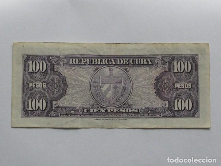 Billetes extranjeros: CUBA , 100 PESOS DE 1954 , CIRCULADO - Foto 2