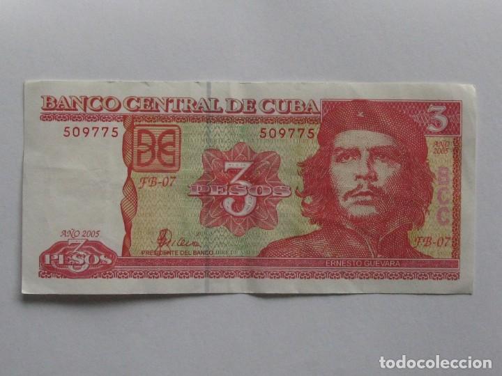 Billetes extranjeros: CUBA , 3 PESOS DEL 2005 , CIRCULADO - Foto 1