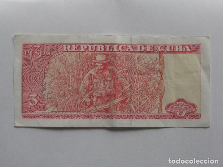 Billetes extranjeros: CUBA , 3 PESOS DEL 2005 , CIRCULADO - Foto 2