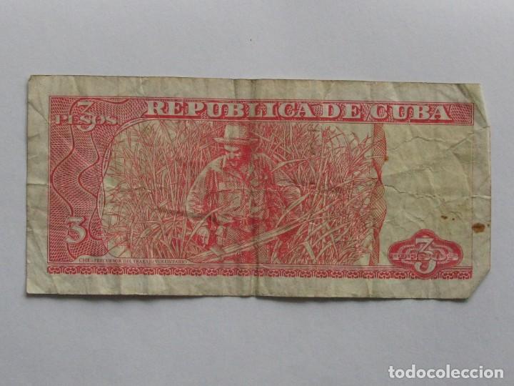 Billetes extranjeros: CUBA , 3 PESOS DEL 2004 , CIRCULADO - Foto 2