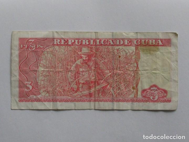 Billetes extranjeros: CUBA , 3 PESOS DEL 2004 , CIRCULADO - Foto 2