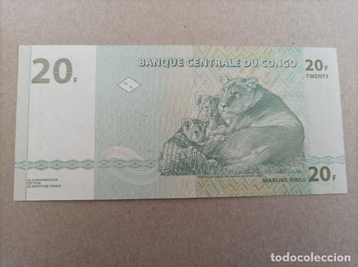 Billetes extranjeros: Billete de Congo de 20 francs del a&ntilde;o 2003, sc/plancha - Foto 2