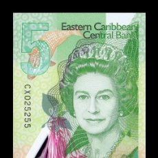 Billetes extranjeros: ESTADOS DEL CARIBE 5 DOLLARS ELIZABETH II 2021 PICK NUEVO POLÍMERO SC UNC. Lote 340311493