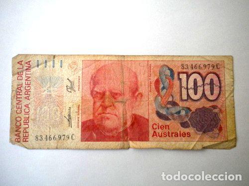 Billetes extranjeros: billete de argentina 100 australes - Foto 1