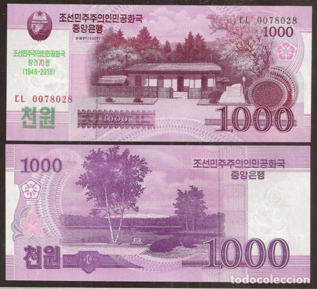 Billetes extranjeros: COREA DEL NORTE. Conmemorativo 1000 won 2018. S/C.