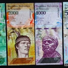 Billetes extranjeros: VENEZUELA LOTE DE 4 BILLETES DE 500, 1000, 2000 Y 5000 BOLÍVARES PLANCHA. Lote 341209843