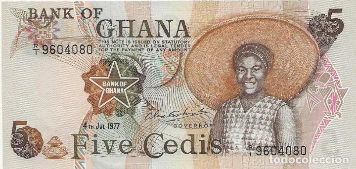 Billetes extranjeros: GHANA, 5 CEDIS 4 07 1977 SC - Foto 1