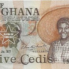 Billetes extranjeros: GHANA, 5 CEDIS 4 07 1977 SC. Lote 341220113