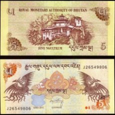 Billetes extranjeros: BHUTAN 5 NGULTRUM 2015 PICK 28C UNC. Lote 341913703