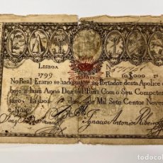 Billetes extranjeros: BILLETE. PORTUGAL. PEDRO IV. 10000 REIS. AÑO 1799. VER FOTOS. Lote 341933388