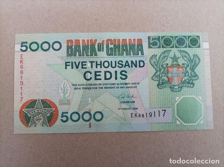 Billetes extranjeros: Billete de GHANA de 5000 cedis, a&ntilde;o 2006, UNC - Foto 1