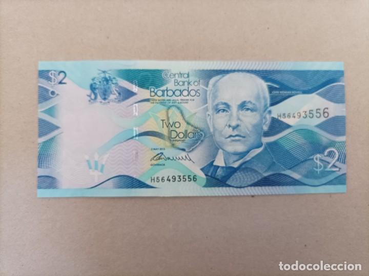 Billetes extranjeros: Billete de Barbados de 2 dolares, a&ntilde;o 2013, UNC - Foto 2