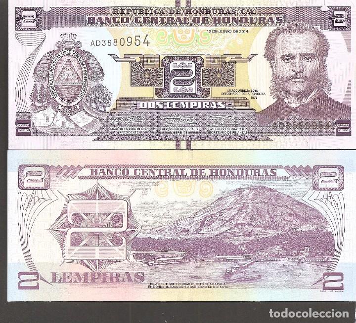Billetes extranjeros: HONDURAS 2 LEMPIRA 2014 SC / UNC - Foto 1