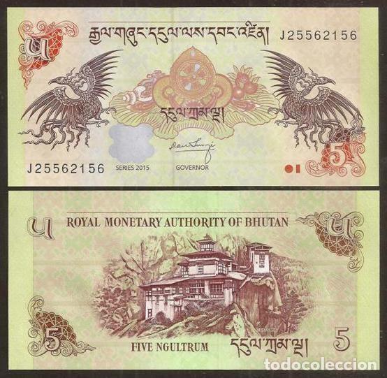 Billetes extranjeros: BUTAN (BHUTAN). 5 ngultrum 2015. S/C