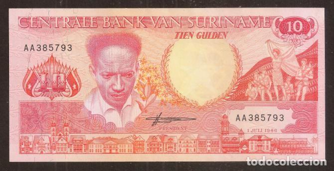 Billetes extranjeros: SURINAM (SURINAME). 10 gulden 1.7. 1986. Pick 131 a. S/C