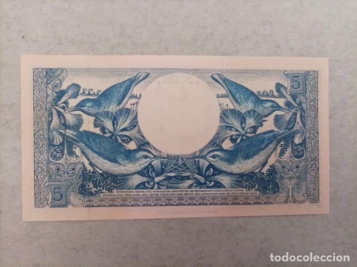 Billetes extranjeros: Billete de Indonesia de 5 Rupiah, a&ntilde;o 1959, UNC - Foto 2