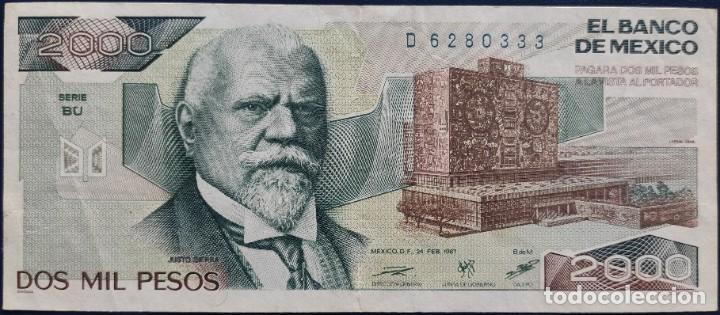 Billetes extranjeros: BILLETE MEXICO - 2000 PESOS - 1987 - USADO - Foto 1