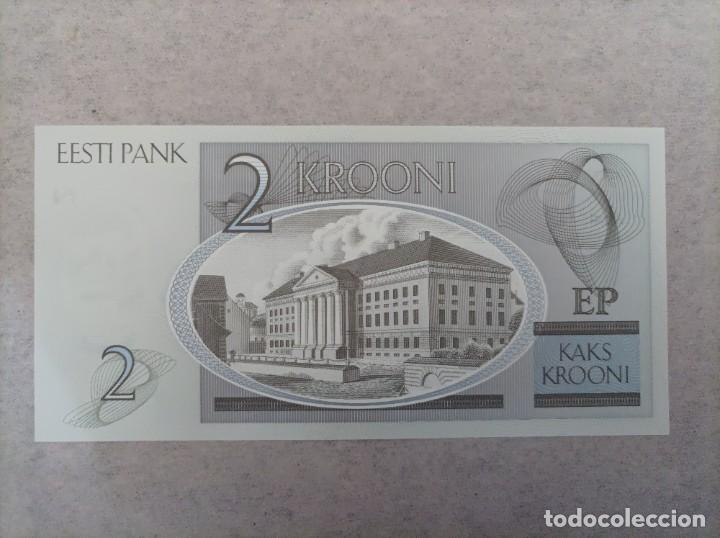 Billetes extranjeros: Billete de Estonia de 2 Krooni, a&ntilde;o 2007, UNCIRCULATED - Foto 2