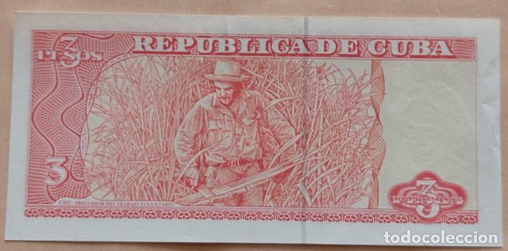 Billetes extranjeros: Cuba-3 pesos-2005 - Foto 2