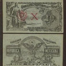 Billetes extranjeros: MEXICO (REVOLUCION). GOBIERNO PROVISIONAL. TRANSITORIO. 10 CENTAVOS 1914. S/C. Lote 345007748