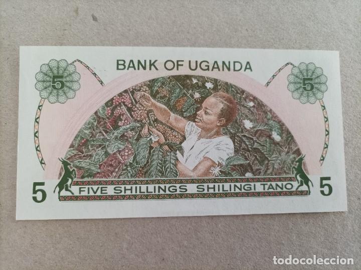 Billetes extranjeros: Billete de Uganda de 5 schilings, a&ntilde;o 1982, UNC - Foto 1